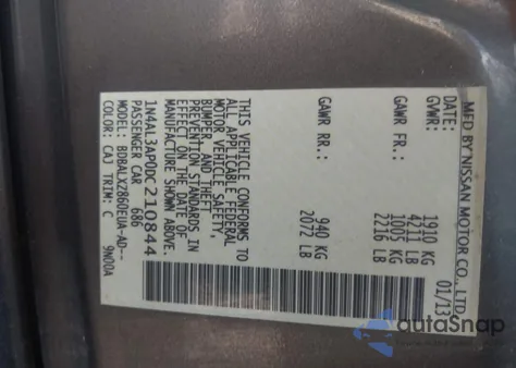 2013 Nissan Altima 2.5 Sl from USA, damaged, VIN 1N4AL3AP0DC210844